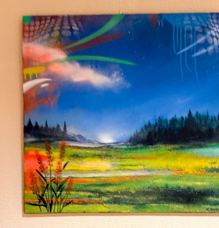 Œuvre Baro² 12 : Paysage lumineux, signes et gestes multicolores.